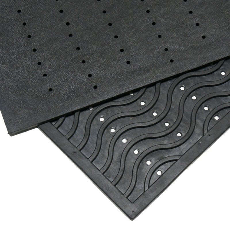 Rubber-Cal 03-237-WA "Dura-Scraper Wave" Commercial Entrance Rubber Mat, 3/8" Thick x 24" x 36", Black - Image 3